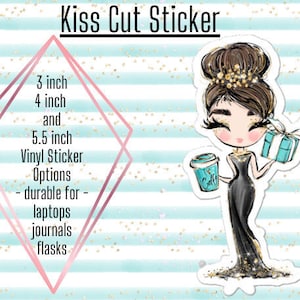 Audrey XL Vinyl Stickers Kiss Cut, Vinyl Stickers, Laptop Sticker, Water Bottle Sticker, Audrey Hepburn Fan, Journal Stickers, Decal