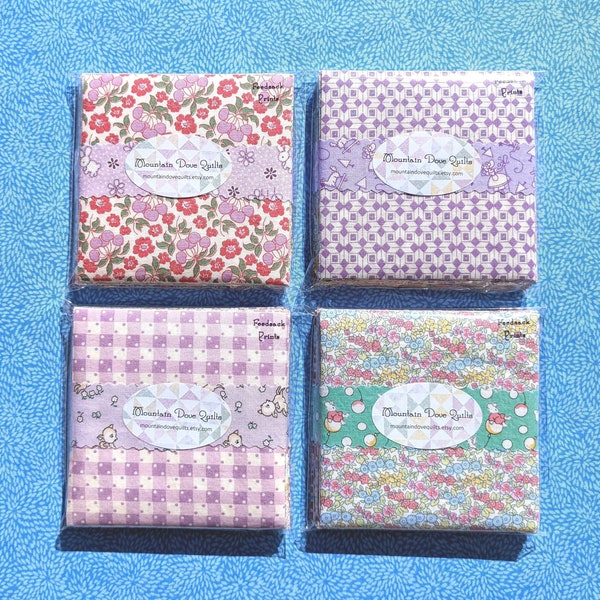 1930s Repro Feedsack Charm Pack - 42 5" x 5" Cotton Fabric Squares - Hand Made - 30s Aunt Grace Style Prints - Pre-Washed - No Dupes