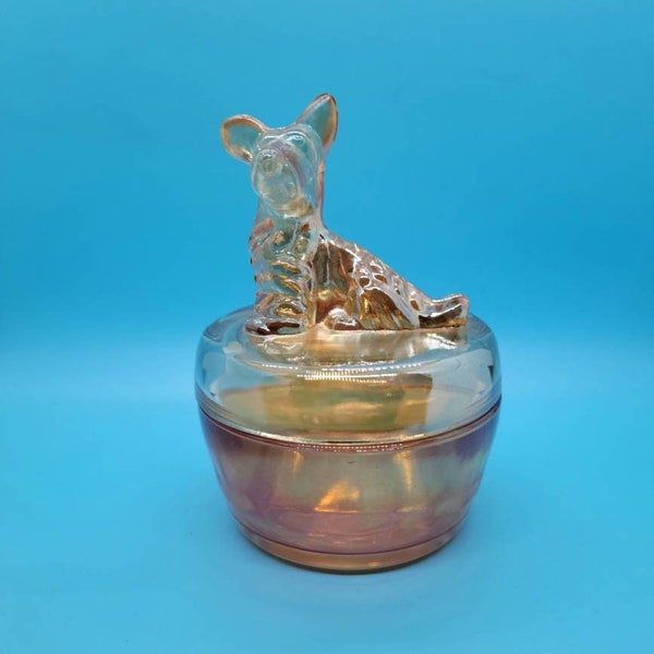 Carnival Glass Powder Jar Etsy
