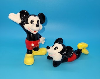 Vintage Set of 2  Walt Disney Mickey Mouse  Porcelain Figurines 1960s