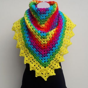 Triangle granny stitch shawl crochet pattern PDF // rainbow crochet pattern // digital download // Crochet with Clare