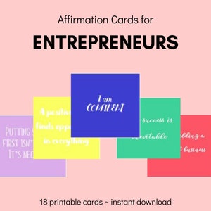 Cartes d'inspiration d'entrepreneur, affirmations positives pour les propriétaires d'entreprise, cartes de tableau de visualisation, affirmations 2022