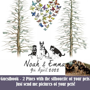 Custom Wedding Guest Book Alternative Pine Tree With Pets Rustic guest book Bridal Shower Wedding Rustic Unique Wedding Guest Book Idea