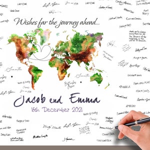 Wedding GUEST BOOK Alternative World Map Guest Book Signature Guest Book Wedding World Map Travel Guest Book Unique Guest Book Idea