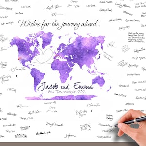 Wedding GUEST BOOK Alternative Custom World Map Travel Signature Guest Book Wedding Signed Wedding Map World Map Unique Guest Book Idea