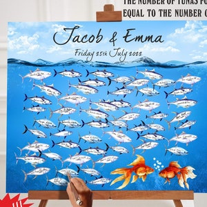 Beach Guest Book Alternative Guest Book Fish Visitor Guest Book Elegant Guest Book Alternative Creative Guest Book Goldfish and Tuna