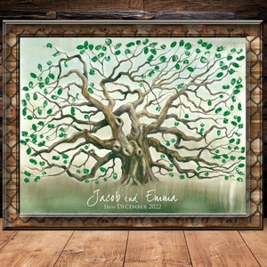 Wedding Guest Book Alternative tree Thumbprint Tree Low Oak Fingerprint Guest Book Bridal Shower Anniversary Guest Book Alternative Tree