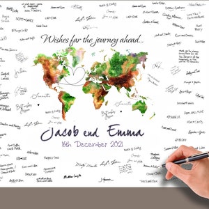 Guest Book alternative World Map Personalized Watercolor Map Wedding Guest Book Travel Unique Wedding Guest Book Idea Bridal Shower