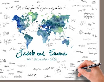 Destination Wedding Globe Wedding GUEST BOOK Alternative Custom World Map Travel Signature Guest Book Wedding Signed Wedding Map World Map