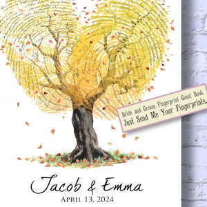 Wedding GUEST BOOK Alternative Tree Thumbprint Fingerprint Guest Book Alternative Print Canvas Anniversary Guest Book Family Reunion