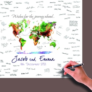 Personalized Wedding Guest Book Alternative World Map GuestBook Travel Watercolor Map Wedding Guest Book Bridal Shower Unique GuestBook Idea