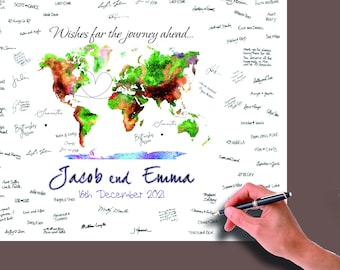 Destination Wedding Globe Wedding GUEST BOOK Alternative Custom World Map Travel Signature Guest Book Wedding Signed Wedding Map World Map