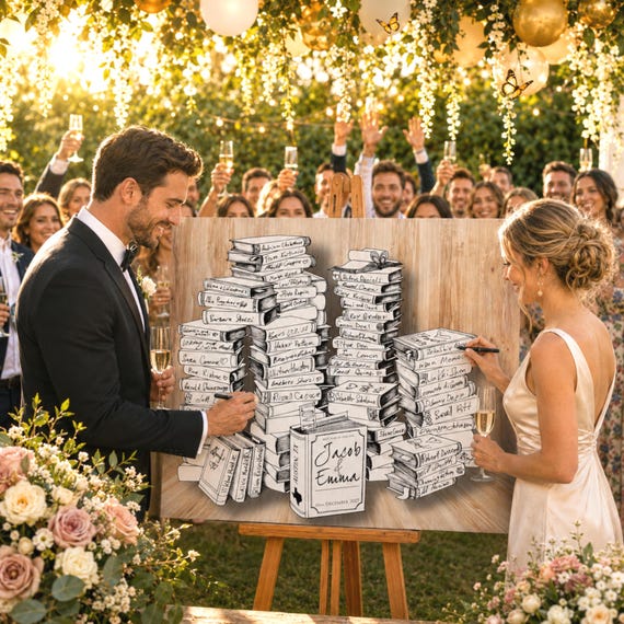 Bookish Wedding Guest Book Alternative, Teacher Retirement, Book Lover Wedding Guest Book, Literary Wedding, Book Themed Wedding