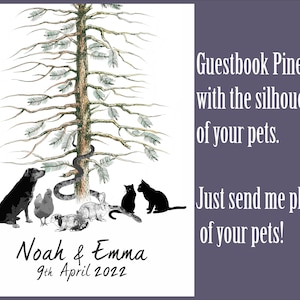 Custom Wedding Guest Book Alternative Pine Tree With Pets Rustic guest book Bridal Shower Wedding Rustic Unique Wedding Guest Book Idea