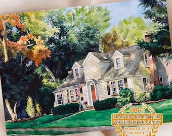 Custom House Portrait WATERCOLOR Painting Realtor Closing Gift Hand Drawn Custom Watercolor Painting of House Large Home Portrait Hand ART