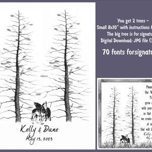 Wedding GUEST BOOK Alternative Tree with wolves Anniversary Guest Book Alternative Birthday Bachelorette GuestBook Graduation Signature Tree