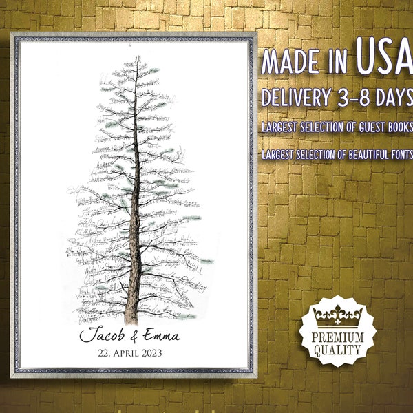 Wedding GUEST BOOK Alternative PINE Tree Creative Guest Book Alternative Canvas Elegant Guest Book Alternative Birthday Cottage Guest Book