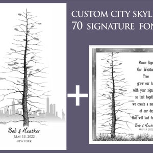 GUEST BOOK Alternative Tree with city skyline silhouette Creative Guest Book Alternative Canvas Elegant Guest Book Alternative Birthday