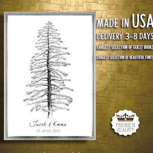 Wedding GUEST BOOK Alternative PINE Tree Creative Guest Book Alternative Canvas Elegant Guest Book Alternative Birthday Cottage Guest Book