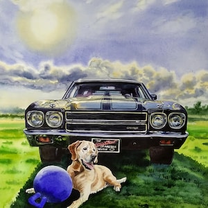 Custom Car Portrait Car Painting From Photo Car Custom Watercolor Portrait Personalised Car Portrait Gift for Car lovers Custom Car Sketch