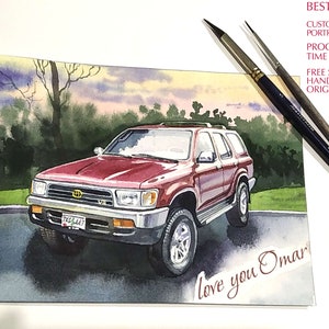 Custom Car Portrait Car Painting From Photo Car Custom Watercolor Portrait Personalised Car Portrait Gift for Car lovers Custom Car Sketch