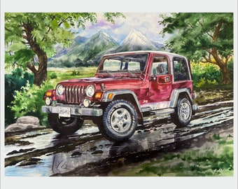 カスタムカーポートレート 写真から描く車の絵画 カスタム水彩画ポート