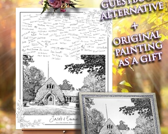 Wedding Guest Book Alternative Venue Watercolor Wedding Sign Guest Book Alternative Housewarming Gift Custom Watercolor Art Venue Guest Book