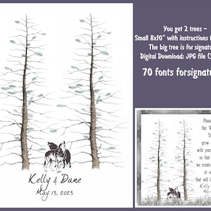 Wedding GUEST BOOK Alternative Tree with wolves Anniversary Guest Book Alternative Birthday Bachelorette GuestBook Graduation Signature Tree