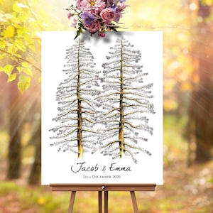 Rustic Wedding Guest Book alternative Pine Trees Signature Tree Anniversary Guest Book Alternative Guest Book Guest Book Alternative Canvas