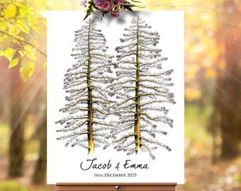 Rustic Wedding Guest Book alternative Pine Trees Signature Tree Anniversary Guest Book Alternative Guest Book Guest Book Alternative Canvas