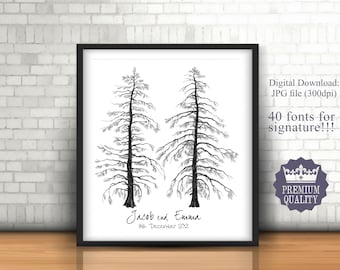 Wedding GUEST BOOK Alternative Tree Alternative Guest Book Signature 2 PINES Guest Book Wedding Guest Book Tree For Wedding Rustic GuestBOOK