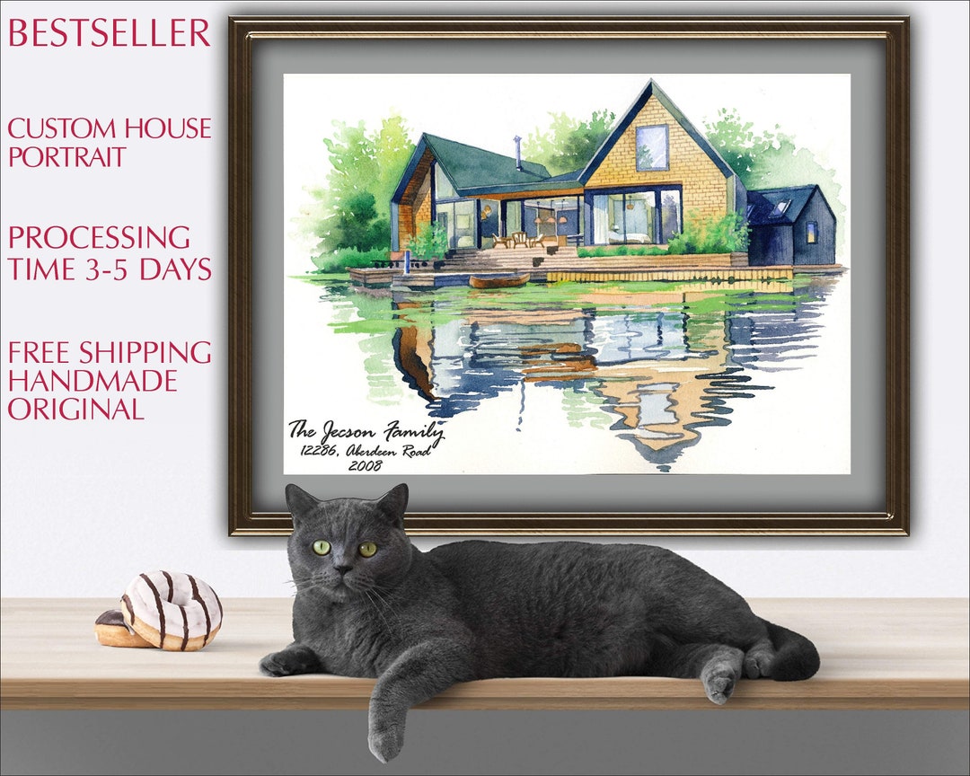 Custom Home Portrait WATERCOLOR House Painting Personalized House ...