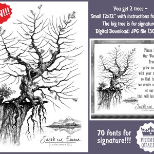Wedding GUEST BOOK Alternative PINE Tree Creative Guest Book Alternative Canvas Elegant Guest Book Alternative Birthday Cottage Guest Book