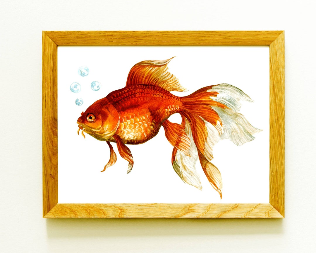 Goldfish Watercolor Art PRINTABLE Gold Fish Painting Goldfish Art Print ...
