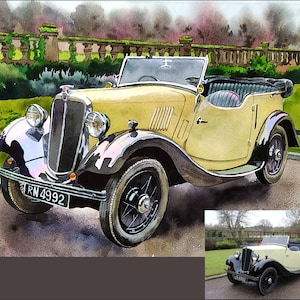 Custom Car Portrait Car Painting From Photo Car Custom Watercolor Portrait Personalised Car Portrait Gift for Car lovers Custom Car Sketch