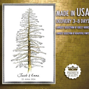 Wedding GUEST BOOK Alternative PINE tree Creative Guest Book Alternative Canvas Elegant Guest Book Alternative Birthday Cottage Guest Book