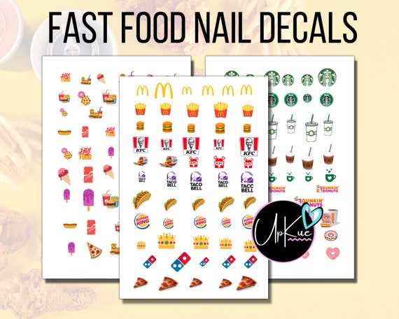 Fast Food Nail Decals Starbucks Mcdonalds French Fries Ice Etsy Uk