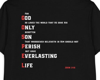For God So Loved, GOSPEL SHIRT, Back Print, John 3:16, Christian Tshirt, Jesus Shirts, Christian Clothing, Gift Tee