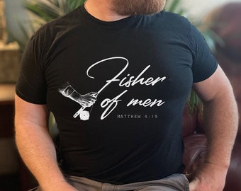 Fisher de los hombres camiseta, pescador de hombres, pesca cristiana, camiseta de pescado cristiano, camisa de pescado, camisa cristiana, regalo para él