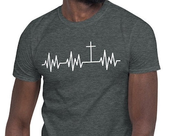 Jesus Heartbeat T-Shirt, Heartbeat, Jesus, Christian Clothing, Jesus Clothing, Short-Sleeve Unisex T-Shirt