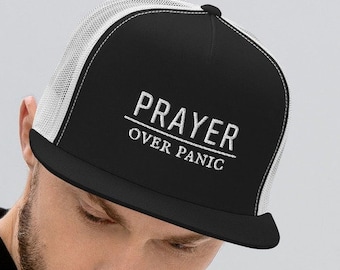 Prière au-dessus de la casquette de camionneur de panique, prière au-dessus de la panique, chapeau de prière, chapeau chrétien, camionneur chrétien