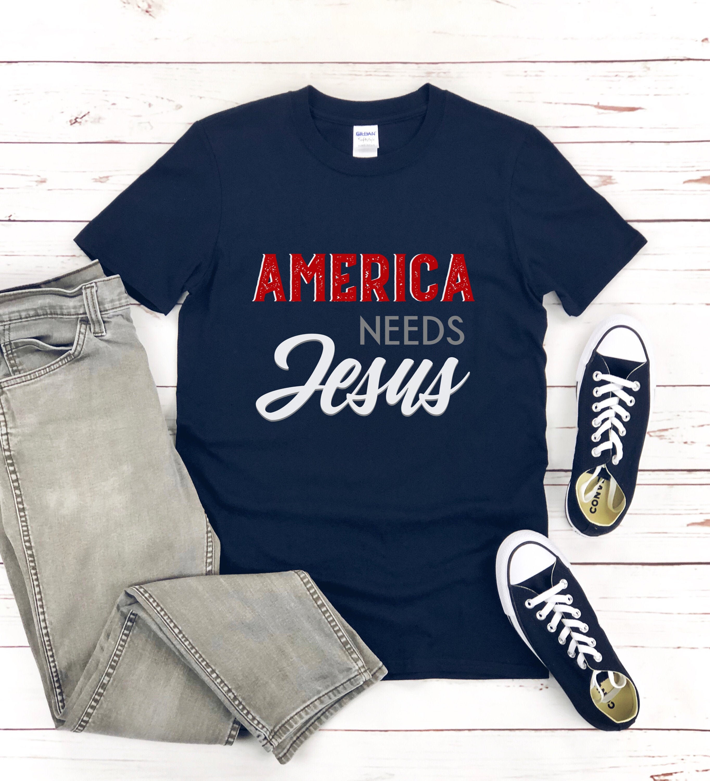 America Needs Jesus Unisex T-Shirt, America Needs Jesus, Revival Tee, America Jesus Tee, Gift For Men, Patriotic, Christian Clothing, Jesus