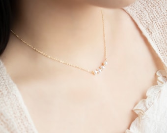 Freshwater Delicate Pearl Necklace | Tiny Pearl Necklace | 14k Gold Filled | Modern Everyday Necklace