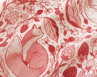 Roter Fuchs & Beere Baumwoll-Bandana Schal 22 &quot;x22&quot; (Off-white) - Fuchs-Tapisserie