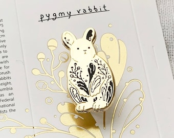 Bunny Rabbit Enamel Pin, Gold-Plated Pygmy Rabbit Brooch
