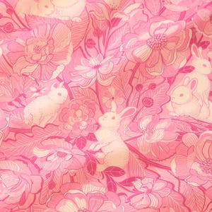 Pañuelo de algodón con diseño de conejito floral (rosa), 55 x 55 cm, con diseño de conejo y flores, tapiz