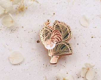 Tiger Enamel pin /Botanical Tiger Enamel pin/ Tiger Brooch/  Tiger Badge/ Tiger Lapel Pin/ Calathea pin