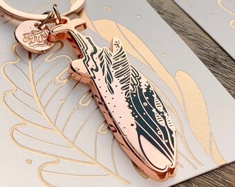 Whale Shark Enamel Keychain, Rose Gold-Plated Whale Bag Charm