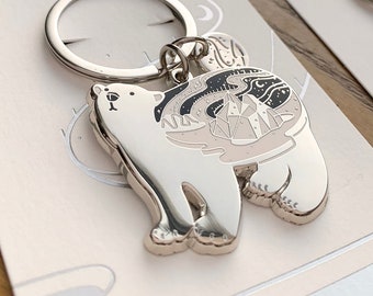 Polar Bear Enamel Keychain, Unique Animal Bag Charm