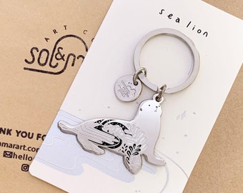 Sea Lion enamel Keychain/ Seconds Sale/ Sea Lion enamel Keyring/ Sea Lion Bag Charm/ Sea Lion Bag accessories